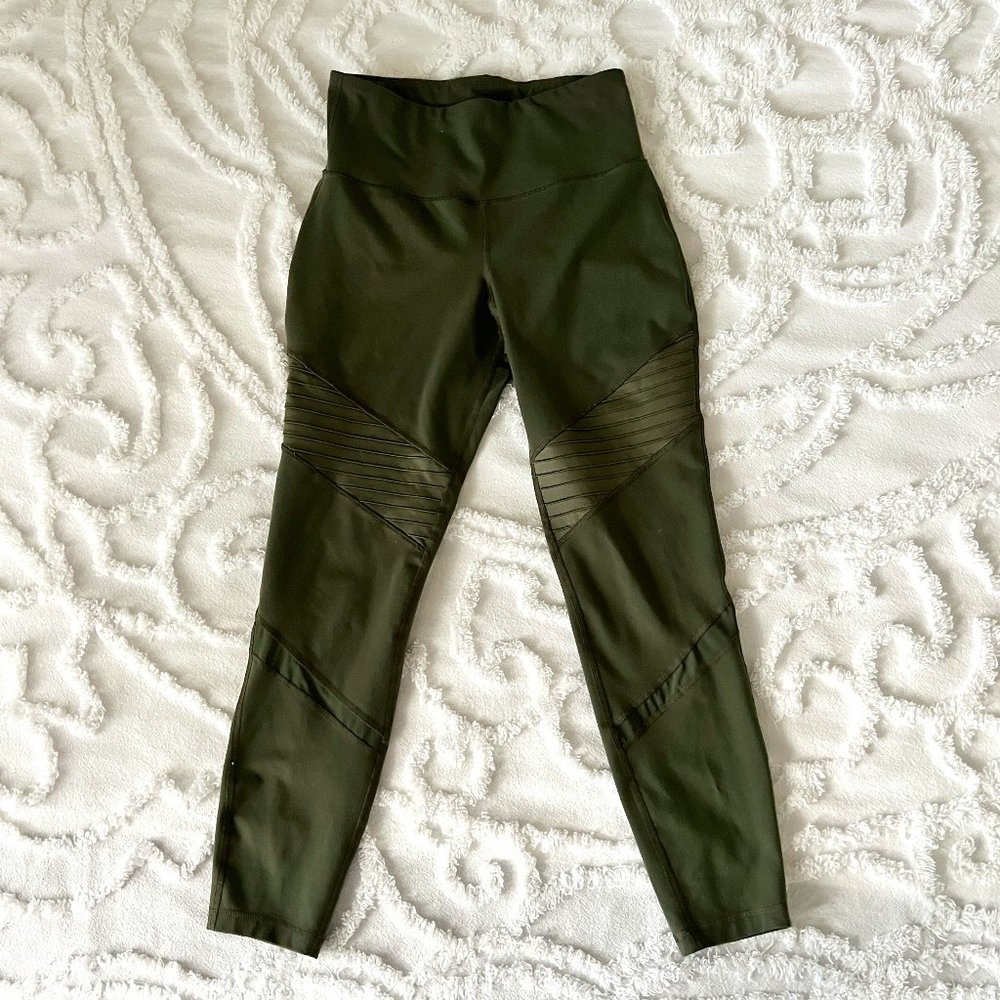Olive Green Moto Capri Legging